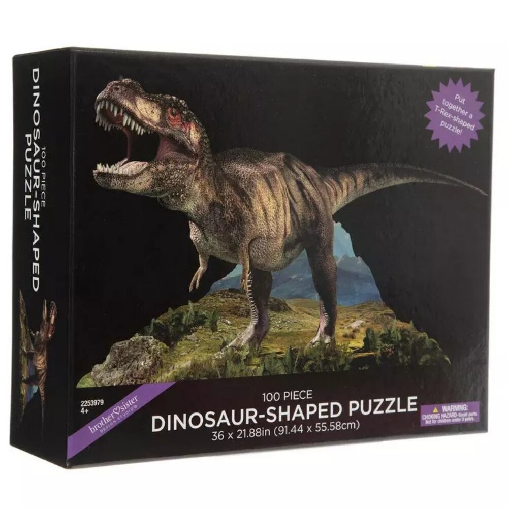 Dinosaur T-Rex Shaped Jigsaw Puzzle 100 Pc 36" x 21.8" Puzzle Isn't Rectangular